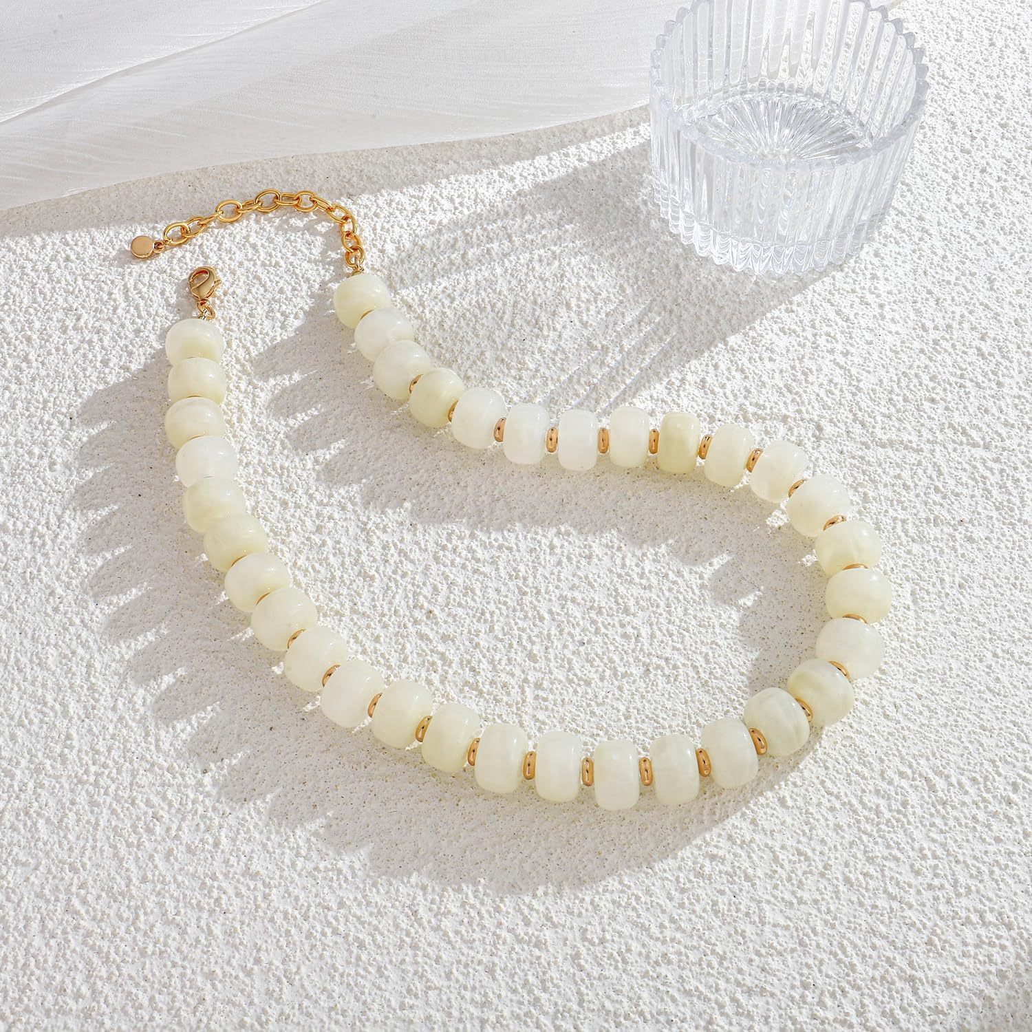 Summer Beach Jewelry Chunky Beaded Necklace for Women Trendy Statement Big Colorful Resin Bead Choker Necklaces Boho Charm Jewelry Cute Gifts for Love