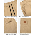 Plepan Men'S Casual Cargo Shorts Classic Stretch Waist Drawstring Outdoor Work Shorts With 6 Pockets