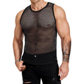 Coofandy Men Casual Tank Tops Mesh Shirt See Through Sleeveless Shirts Muscle Fishnet Fitted Tee Clubwear Summer