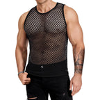 Coofandy Men Casual Tank Tops Mesh Shirt See Through Sleeveless Shirts Muscle Fishnet Fitted Tee Clubwear Summer