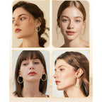 4 Pairs Silver Gold Hoop Earrings for Women 30/40/50/60 mm Stainless Steel 14K Gold Plated Hoop Earrings Hypoallergenic Big Thin Lightweight Dangle Set