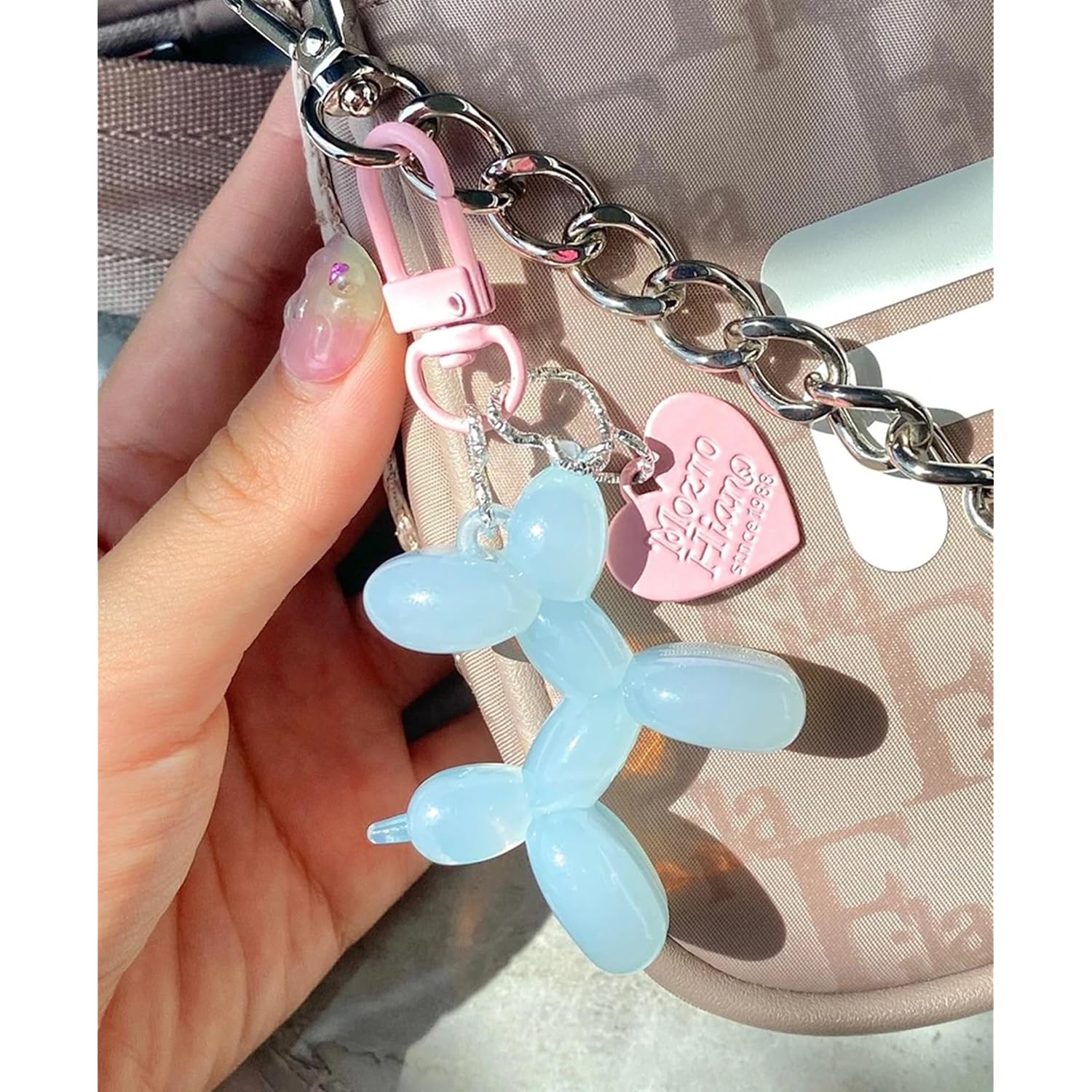 LAEKOU Jelly Balloon Dog Design Keychain for Women, Cute Girls Key Chain, Bag Charms Accessories for Car Purse Backpack