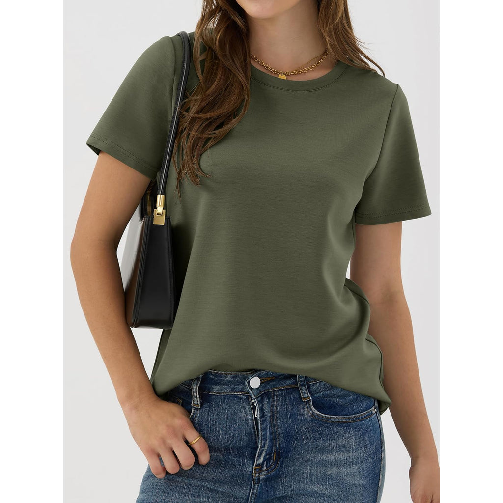 ANRABESS Women Short Sleeve Tops Summer Basic Tee Wrinkle-Free Trendy Cute T Shirts 2026 Spring Business Casual Outfits