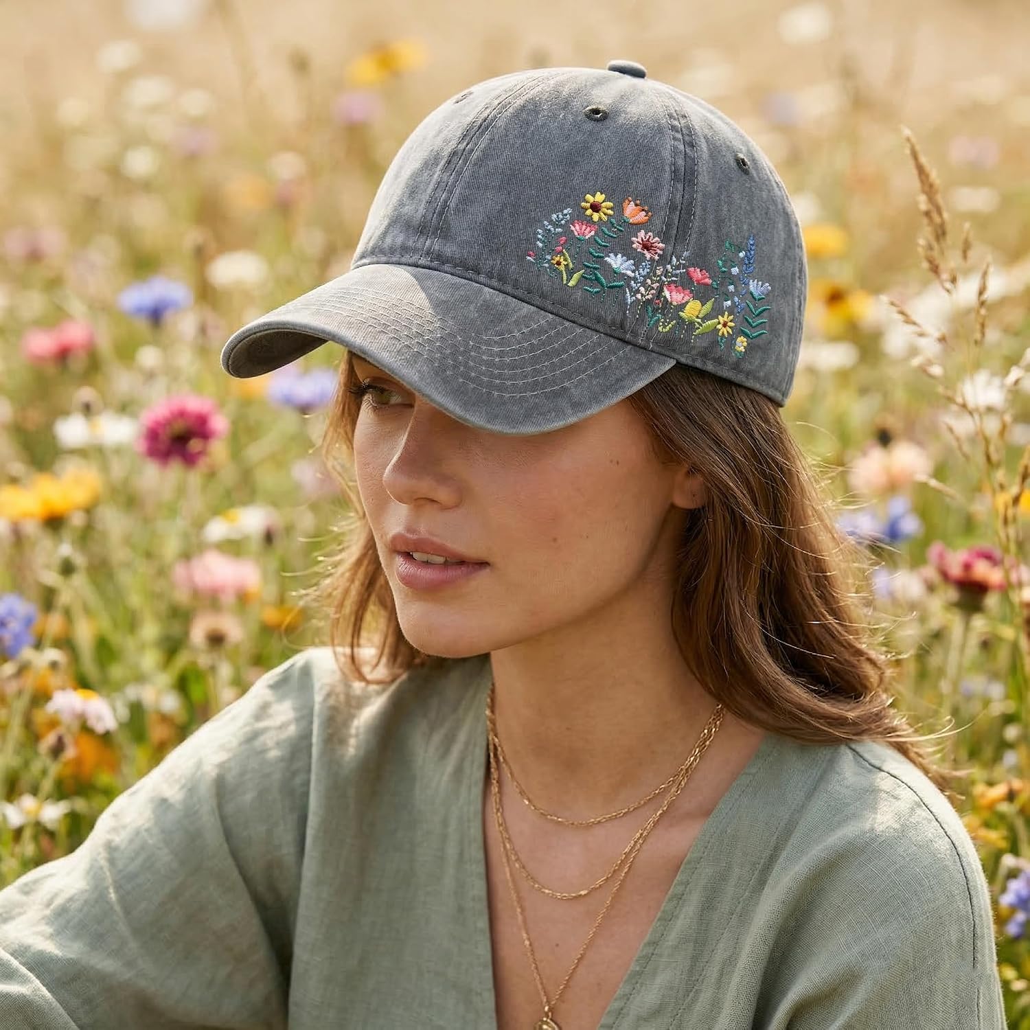 Elegant Floral Embroidered Baseball Cap for Women Men, Adjustable Trendy Soft Breathable Dad Hat, Gifts for Flower Lover Elegant Floral G