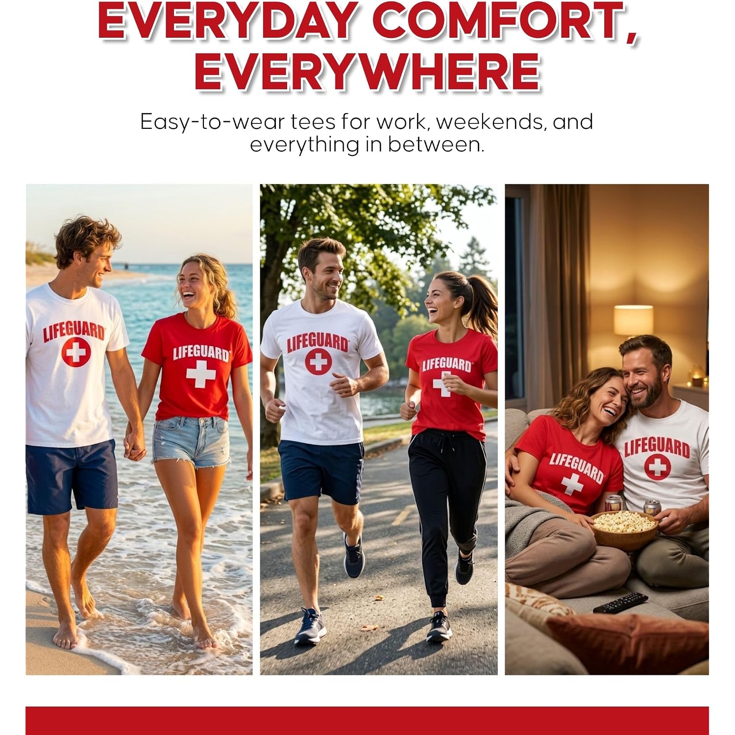 Lifeguard Officially Licensed 2-Pack Short Sleeve Crew Neck T-Shirt For Men Women Unisex Tee