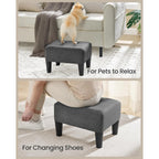 Songmics Foot Stool With Legs, Small Footstool Ottoman, Linen-Look Fabric Seat With Thick Cushion, For Living Room, Bedroom, Entryway, 330 Lb Weight Capacity, Dark Gray Ulom502G01