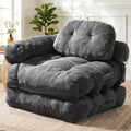 Folding Sofa Bed, L-Shaped Couch Back Support And Arm Pillow Futon