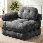 Folding Sofa Bed, L-Shaped Couch Back Support And Arm Pillow Futon