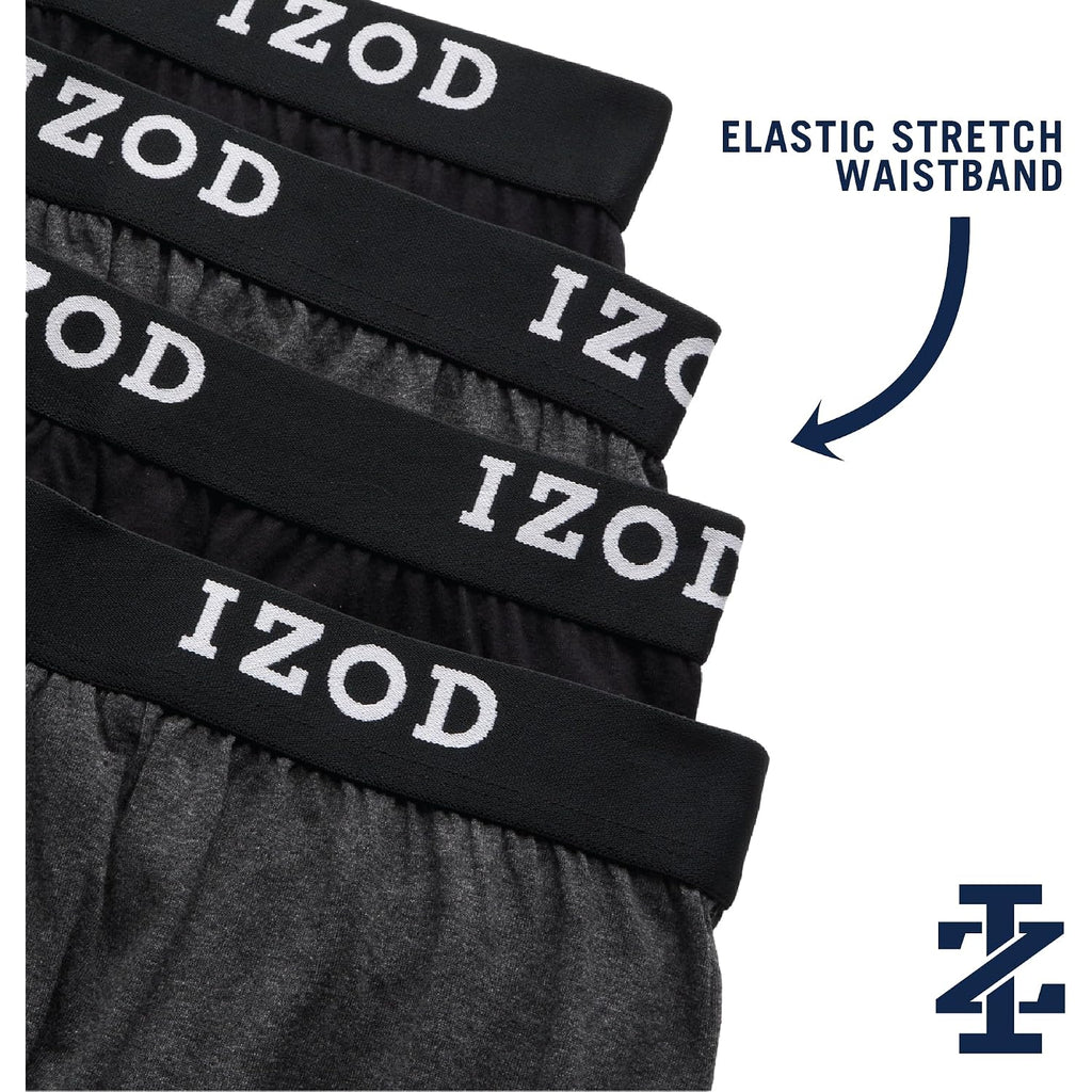 Izod Mens Boxer Shorts - 4 Pack Performance Knit Cotton Boxers For Men With Button Fly - Lightweight Mens Boxers, 4" Inseam