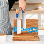Magnetic Knife Block,Acacia Wood And Resin Kitchen Magnetic Knife Holder，Equipped With Strong Magnets,Multifunctional Double Side Knife Storage Organizer For Kitchen Counter ，Gifts For New Home