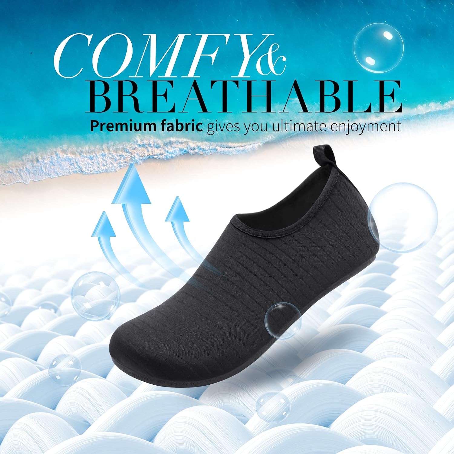 Homitem Water Shoes For Women Men Aqua Socks Swim Beach Pool River Slip-On Barefoot Quick-Dry Vacation Cruise Essentials Accessories For Yoga Kayak Sports