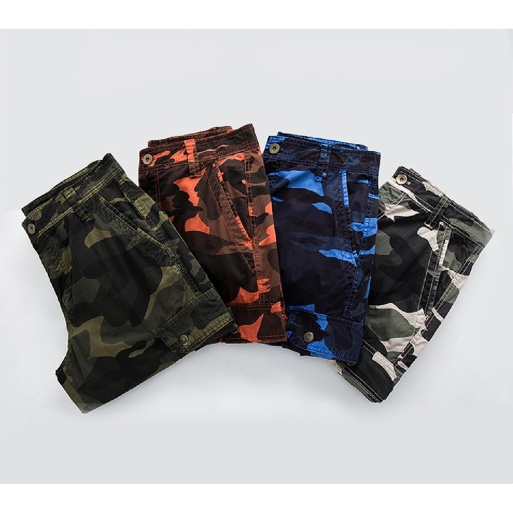Mens Camo Cargo Shorts Cotton Multi-Pocket Outdoor Camouflage Cargo Shorts