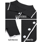 Merokeety Women'S Spring Summer Ribbed Maxi Dress 2026 Bodycon V Neck Button Short Sleeve Slim Fit Knit Sweater Dresses