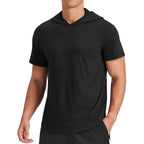 Pinspark Men'S Short Sleeve Hoodie Gym Shirts - Lightweight Quick-Dry Athletic Pullover Hooded Tee For Workout Fitness