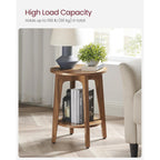 VASAGLE MAEZO Collection - Side Table, 2-Tier Small Round End Table, Nightstand with Tapered Legs, Curved Transitions, for Small Spaces, Living Room, Bedroom, Honey Brown ULET283T41