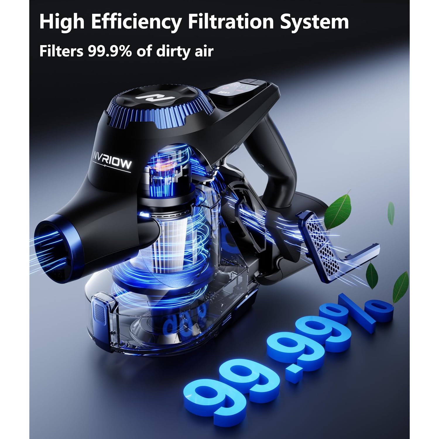 Cordless Vacuum Cleaner, 55Kpa Vacuum Cleaners For Home, Max 80Mins Runtime Stick Vacuum With Led Display&1.5L Dust Cup, Rechargeable Lightweight Handheld Vacuum For Carpet/Hardwood Floor/Pet Hair/Car