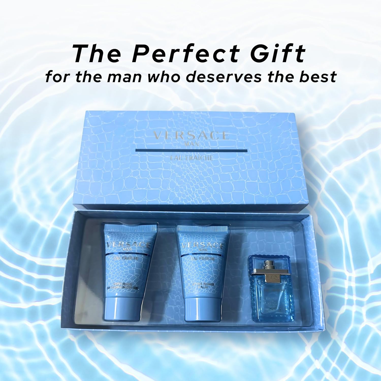 Versace Man Eau Fraiche By Gianni Versace For Men Edt .17 Oz Mini & After Shave Balm .8 Oz Mini & Shower Gel .8 Oz Mini