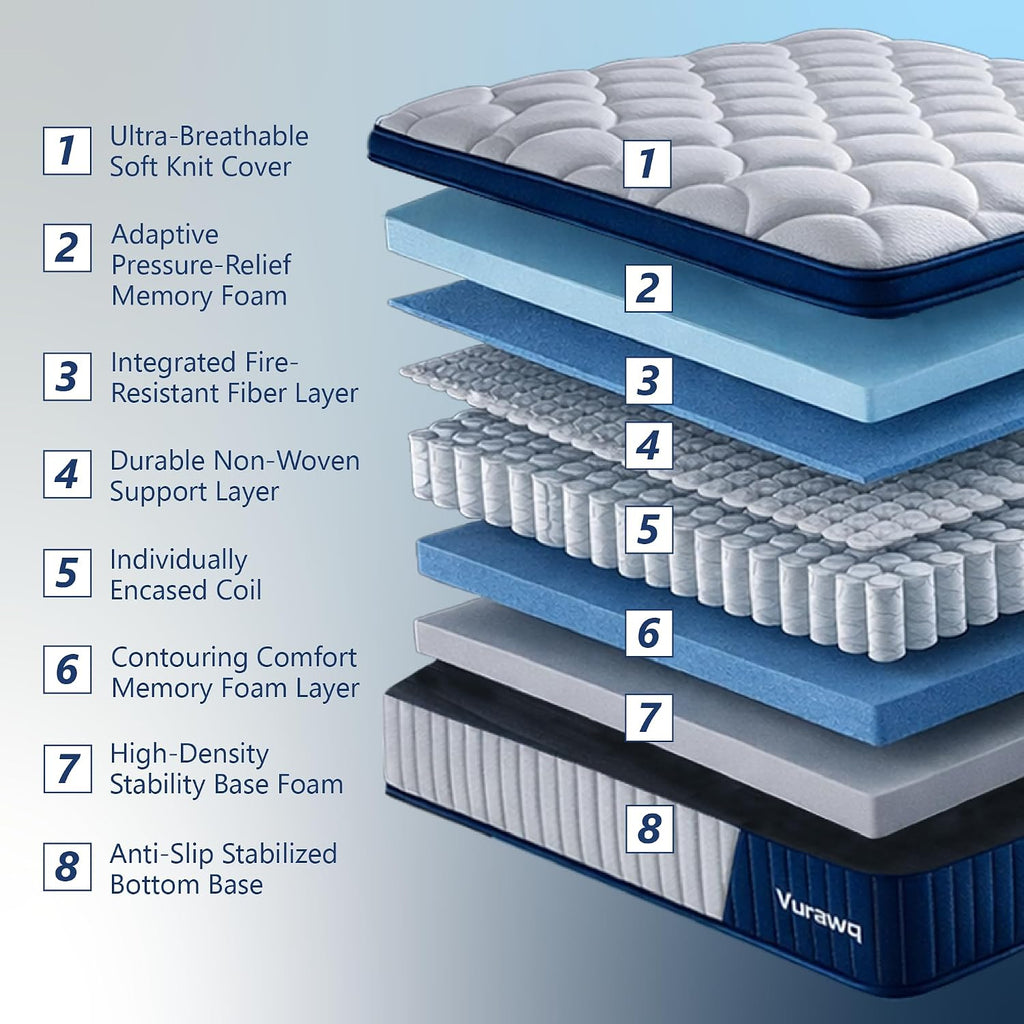 12 Inch Hybrid Queen Mattress In A Box – Fiberglass-Free Soft Plush Bed With Gel Memory Foam & Pocket Springs, Back Pain Relief, Certipur-Us Certified