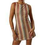 Gorglitter Women'S Crochet Vacation Summer Mini Dress Sundresses Boho Beach Hawaiian Party Club Graduation Sun Dress