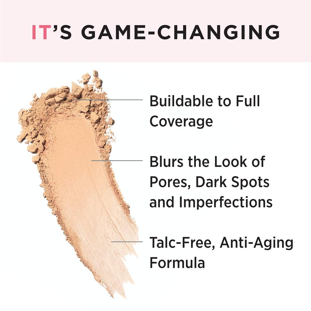 IT Cosmetics CC+ Airbrush Perfecting Powder Foundation - Sheer to Full Coverage Pressed Powder, Blurring Pores & Dark Spots, Anti-Aging Face Makeup, Hydrolyzed Collagen & Niacinamide - 0.33 oz