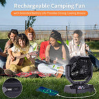 Avv 20000Mah High Speed Portable Camping Rechargeable Fan With Remote Control, Battery Powered With Auto Oscillating With Camping Essentials Accessories For Outdoor, Beach, Patio, Tent, Black