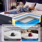 Ailis Queen Mattress, 12 Inch Queen Hybrid Mattress In A Box, Medium Firm With Upgraded Pocket Springs For Superior Motion Isolation, Strong Edge Support & Breathable Comfort