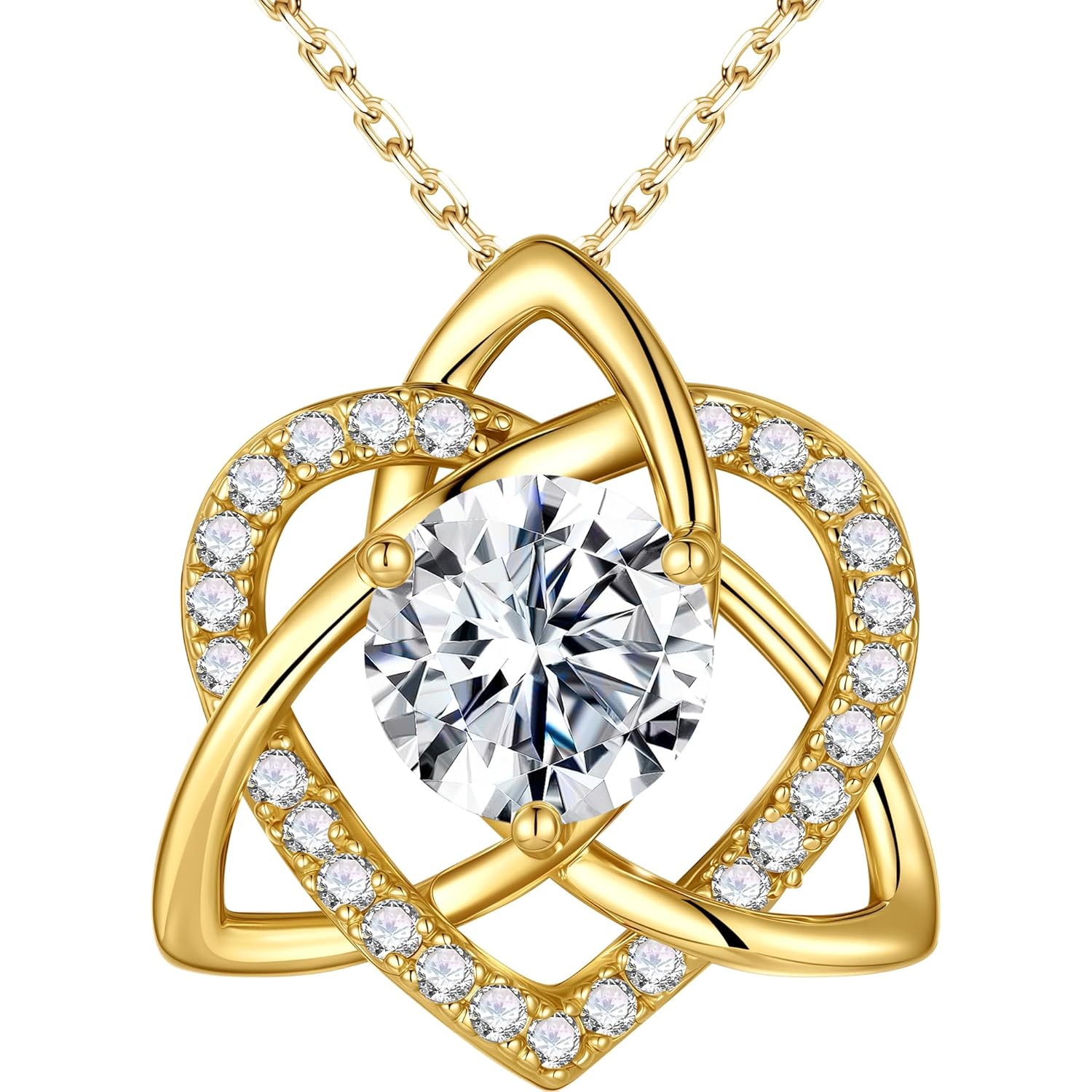 MOOSEA Mothers Day Gifts for Wife,1-3CT Trinity Celtic Knot Moissanite Necklace 925 Sterling Silver with Rhodium Plating Anniversary Birthday Gift for Women Mom Her Eternity Jewelry Mothers Day Gifts