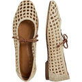 Women Woven Mesh Ballet Flats Raffia Lace Up Ballerina Mary Jane Flats Fashion Casual Slip On Shoes