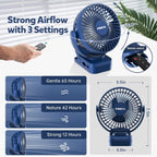Clip On Fan 65 Hours Portable Desk Fan Rechargeable With Led Lights & Hooks 12000 Capacity Battery Operated Fan With Clips Small Desk Fan Mini Fans For Tents Travel Outdoor Camping Golf Cart Stroller