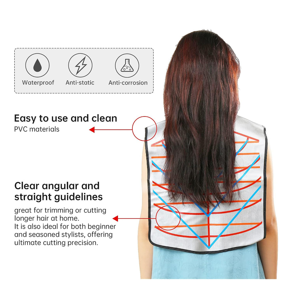Hair Cutting Collar Tool, Salon Hairdressing Hair Dye Cape With Angular & Straight Cutting Guidelines, Waterproof