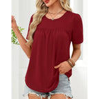 Womens Dressy Casual Tops Short Sleeve Blouse Crew Neck Loose Fit Summer Clothes M-4XL