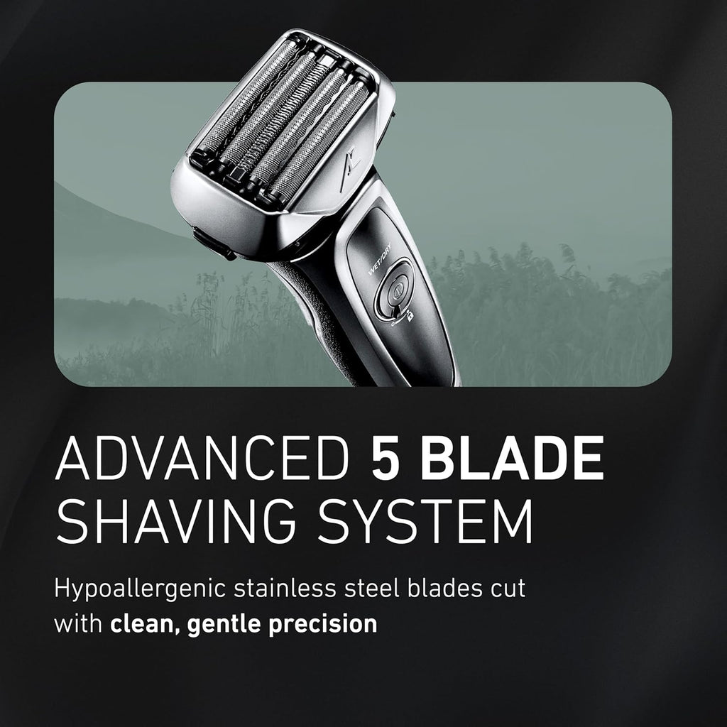 Panasonic ARC5 Electric Razor for Men with Pop-Up Trimmer, Wet/Dry 5-Blade Electric Shaver with Intelligent Shave Sensor and Multi-Flex Pivoting Head – ES-LV65-S (Silver)