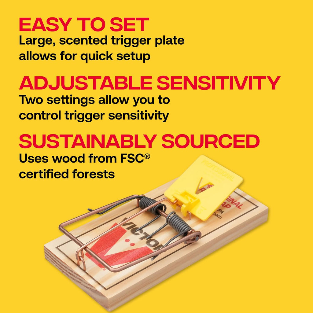 Victor Wide Pedal Snap Rat Traps, 9-Pack, Fsc Certified Wood | Large Trip Pedal Indoor Outdoor Rodent Control Pest Elimination Pre-Baited Easy Set Design Instant Kill