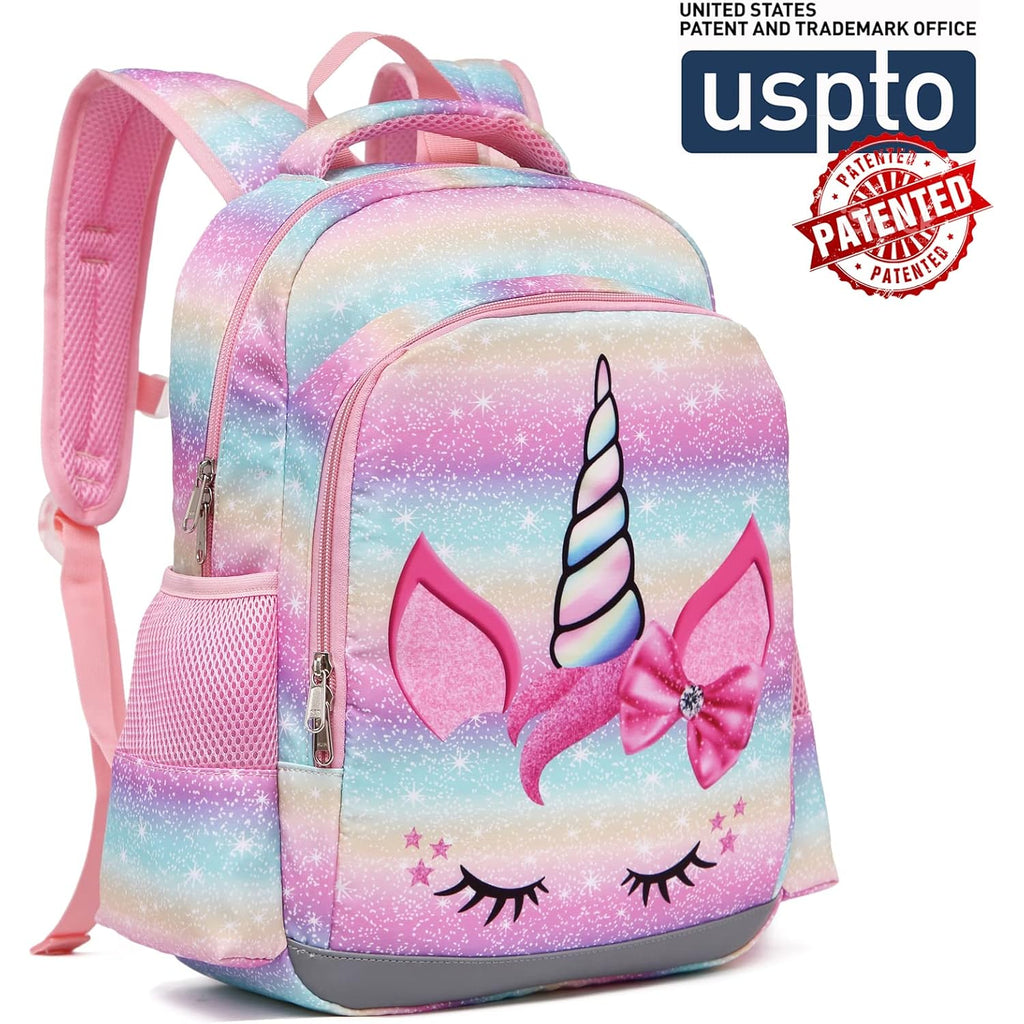 Backpack For Girls, Kids Backpacks Preschool Kindergarten Bookbag Cute Lightweight With Chest Strap And Lunchbox (Unicorn)