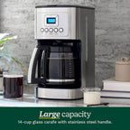 Cuisinart 14-Cup Coffee Maker, Programmable PerfecTemp Glass Carafe Coffee Machine with 1-4 Cup Setting, Brew Strength Control and Pause, Stainless Steel, DCC-3200NAS