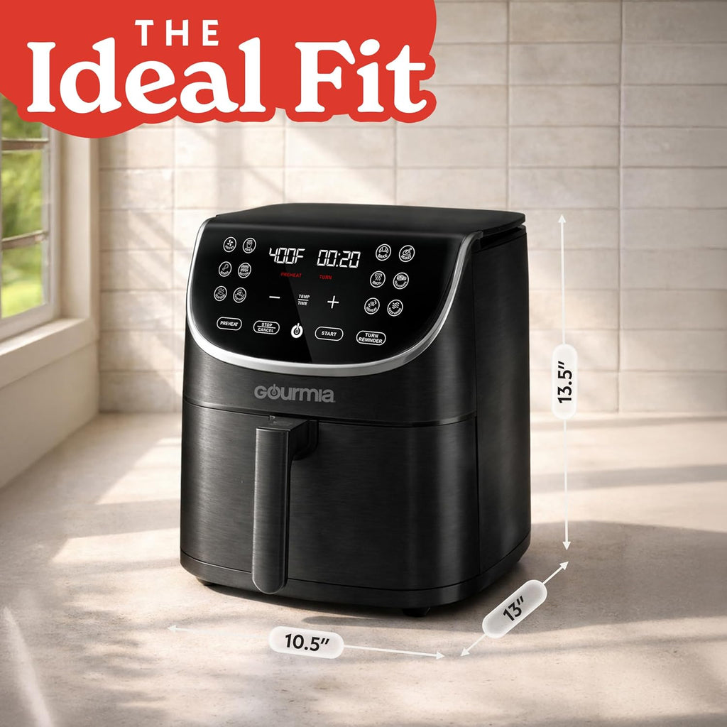 Gourmia Air Fryer - 7 Qt Large Capacity With Led Display, 12 One-Touch Presets, Fryforce 360° Technology, Nonstick Dishwasher-Safe Basket & Crisper Tray, Black