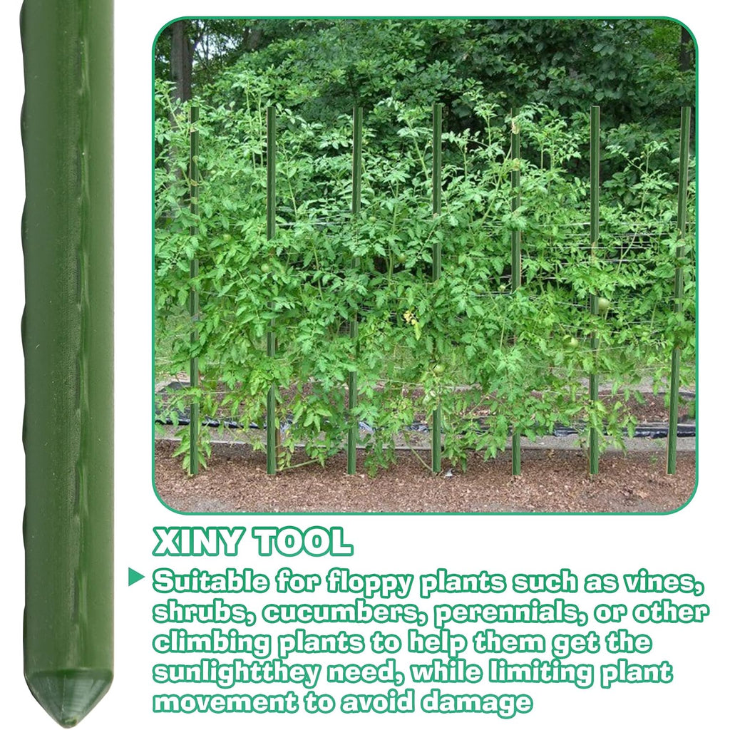 Garden Stakes, 25 Pack Steel Plant Garden Tomato Stakes With Plastic Coat For Climbing Plants (25 Pack 58 Inch)