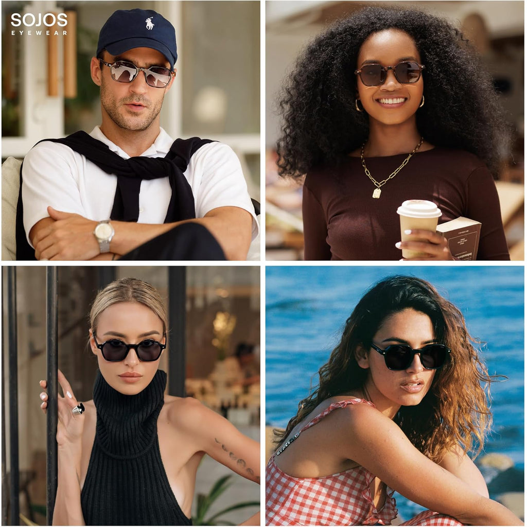 SOJOS Retro Square Polarized Sunglasses Womens Men Trendy 70s Thin Slim Shades Sunnies SJ2674