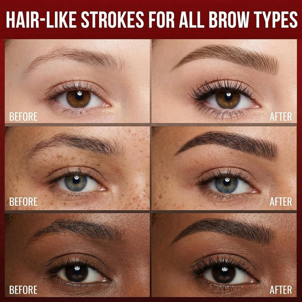 Eyebrow Pencil For Women, 2-In-1 Microblading Eyebrow Pen With 4D Square & Ultra-Fine Tips, Waterproof Long-Lasting Brow Pencil, Hair-Like Strokes For Natural Fuller Brows With Brow Brush, Brown