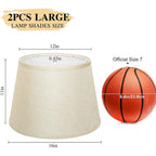 Drum Lamp Shades Set Of 2, 12"Top X 16"Bottom X 11"High, Champagne Beige | Large Drum Lampshades For Table Lamps, Floor Lamp Shade, E26 Base Harp Holders Included, Spider, Natural Linen, Easy Assembly