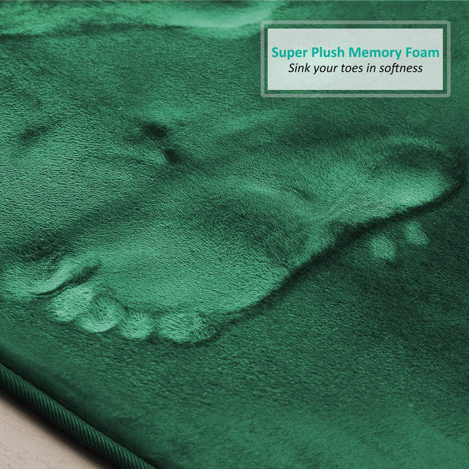 Clara Clark 3 Piece Bathroom Rugs Bath Mat Set, Velvet Memory Foam Bath Mats for Bathroom - Non-Slip, PVC Backing Bath Rugs, Washable - Dries Quickly, Green