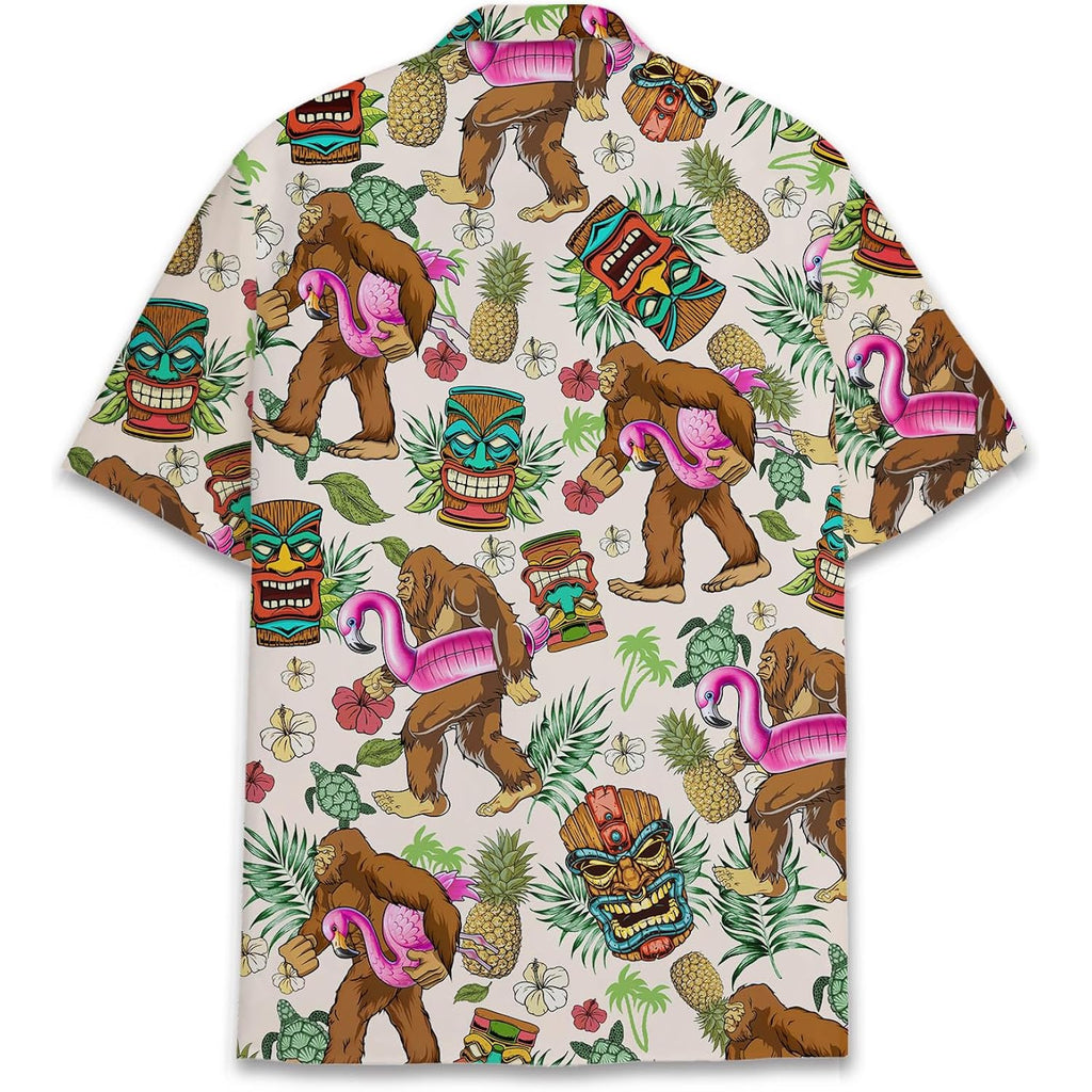 Tropical Bigfoot Hawaiian Shirts For Men Women, Sasquatch Summer Beach Button Down Short Sleeve