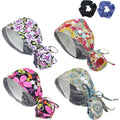 4 Pcs Scrub Caps For Women,Nurse Satin Surgical Hat Adjustable Working Cap Ponytail Holder With Buttons And Sweatband