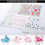 Fandamei Face Glitter Face Gems, 40 Colors Glitter Gel Palette With 6 Sheets Self Adhesive Hair Gems, Face Jewels For Women. Face Rhinestones Pearls For Women, Body Hair Glitter