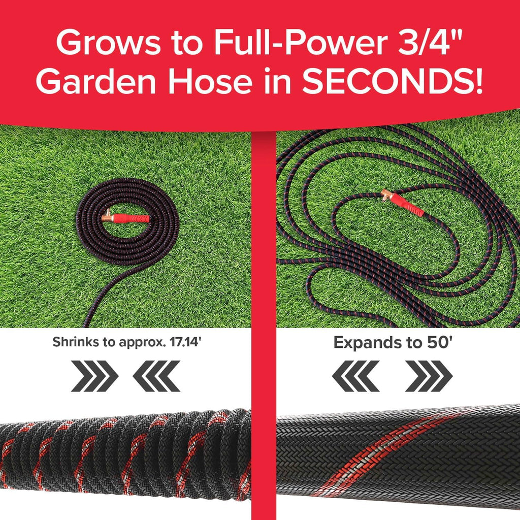 Pocket Hose Ballistic 50 Ft Expandable Garden Hose, No-Kink, As Seen On Tv | Anti-Burst Sleeve Reinforced With Bulletproof Fiber, 360° Swiveling Pocket Pivot Connector, Lightweight Compact Design