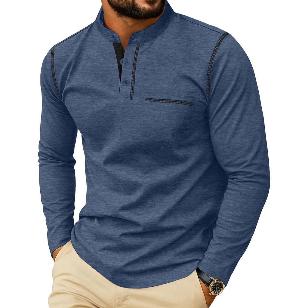 Sailwind Men'S Henley Shirts Long Sleeve Button T-Shirt Casual Stylish Cotton Pullover Shirt With Pocket