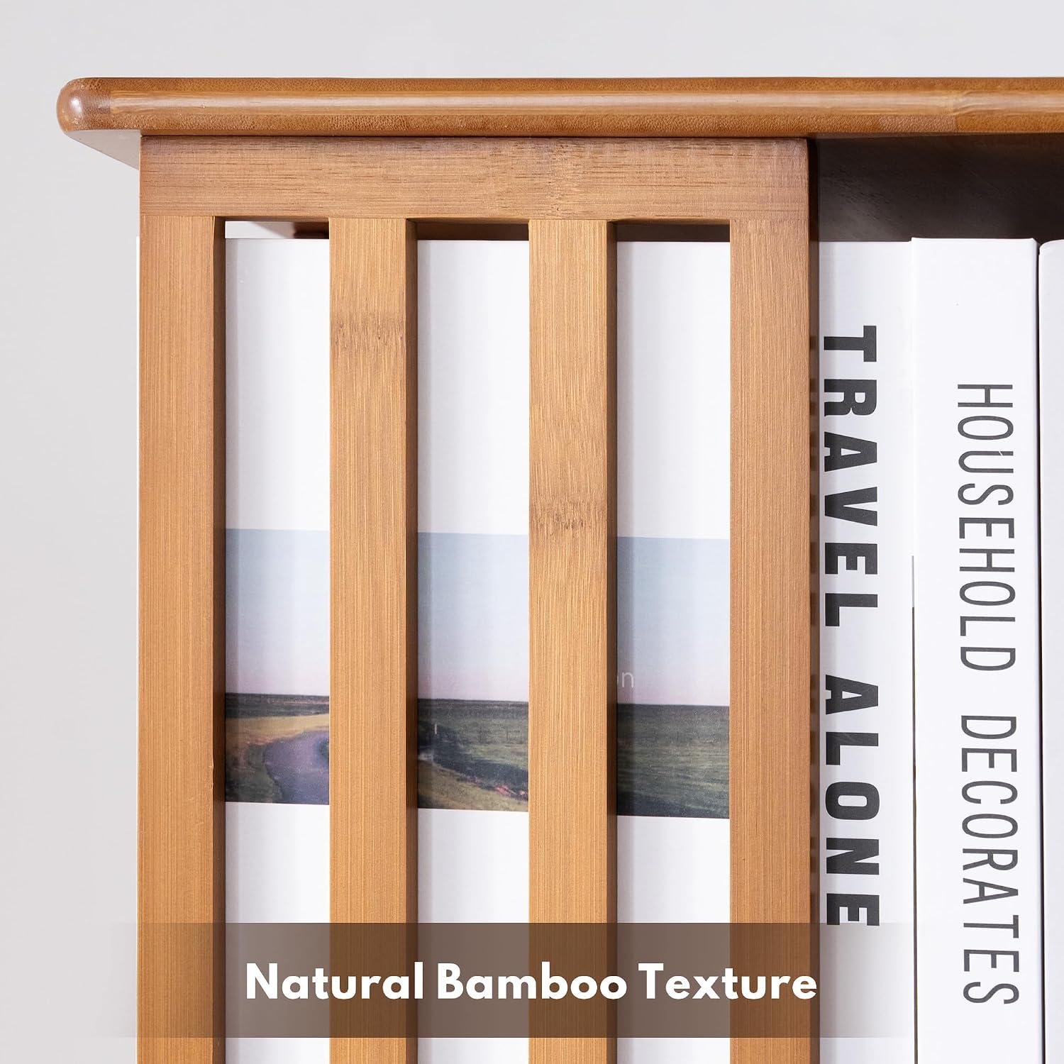 Rotating Bookshelf Tower, 360° Display Spinning Bookcase, Bamboo Bookshelf Floor Standing Storage Rack, Wood Narrow Book Shelf Organizer For Kids Adults (Walnut, 6 Tier)