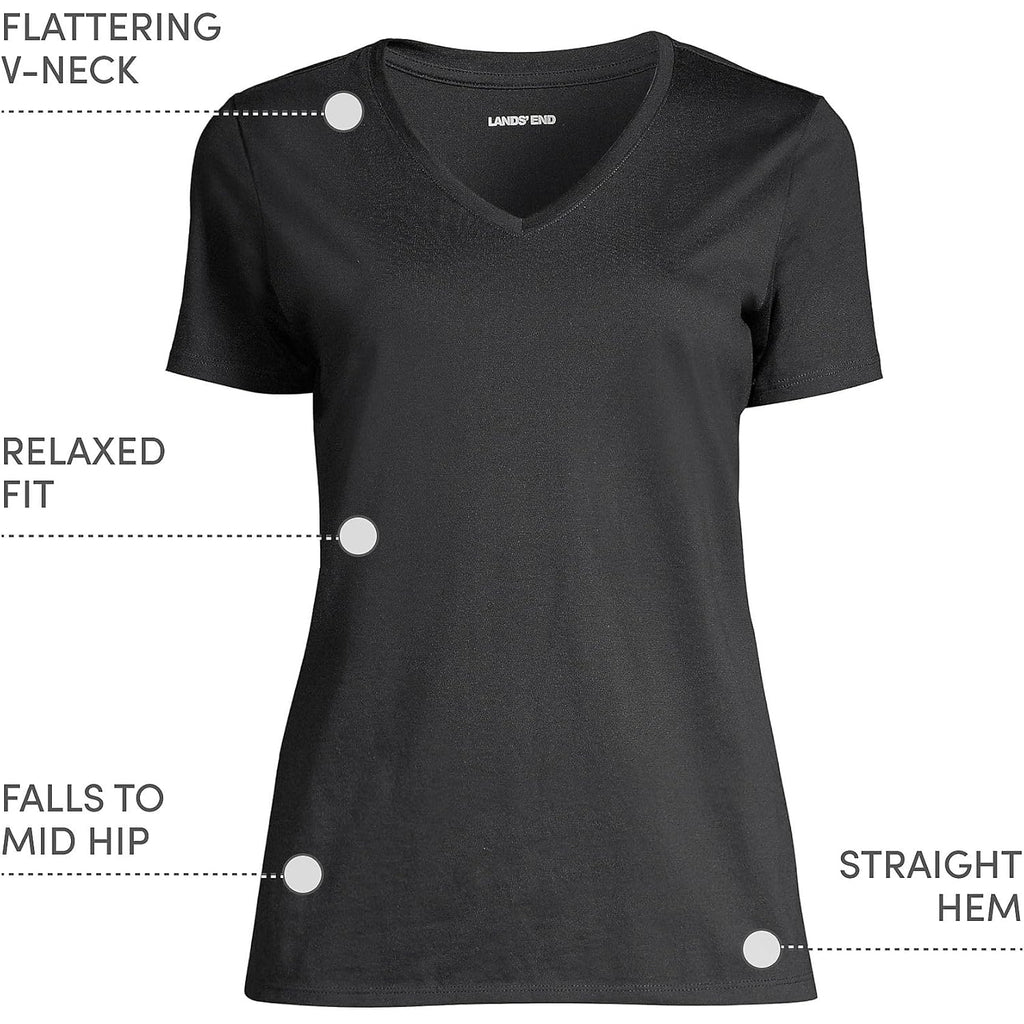 Lands' End Women's Relaxed American-Grown Supima Cotton V-Neck T-Shirt