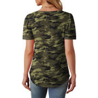 OFEEFAN Womens T Shirts Short Sleeve Tops Dressy Casual Blouses Spring Summer Outfits Flowy Pleated Front Scooped Neck