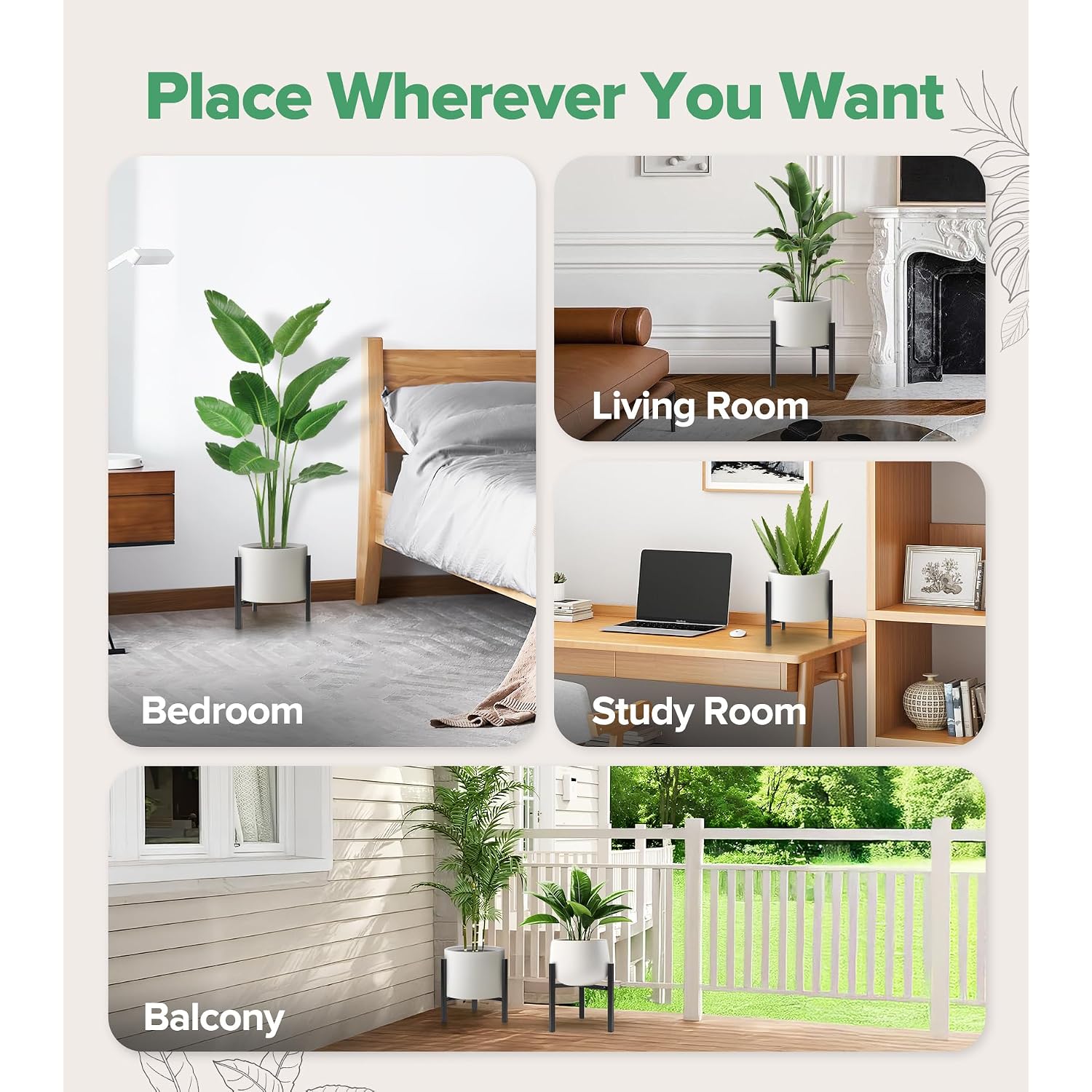Plant Stand Indoor Adjustable, Metal Modern Indoor Plant Stand, Heavy Duty Plant Stands Outdoor Corner, Stable Plant Holder, Fits 8 To 12 Inches Pots, Black, 1 Pack, Pot & Plant Not Included